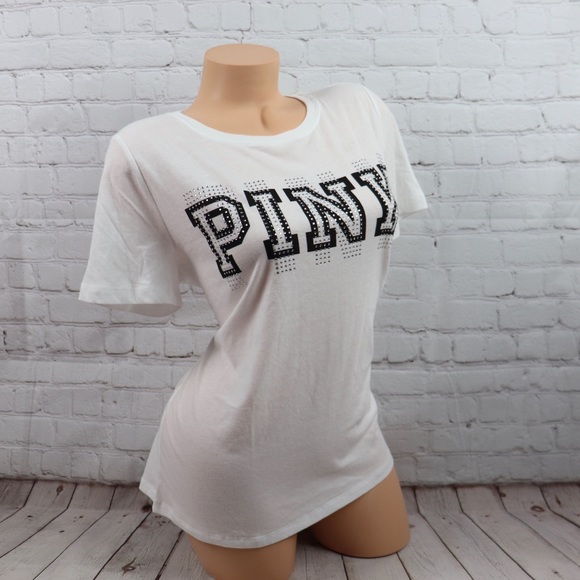VS PINK bling rhinestone Logo Short Sleeve Tee - Picture 5 of 7